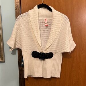 Cream Sweater with Black Belt